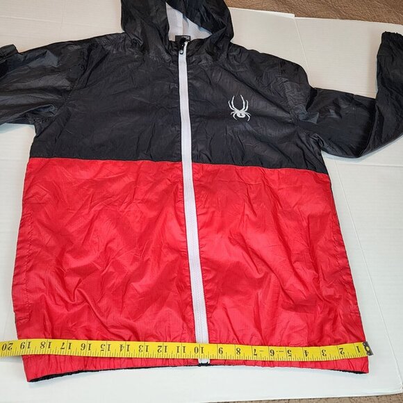 SPYDER Windbreaker Jacket Men M Red Black ColorBlock Outdoors Full zip Hooded - Picture 11 of 13